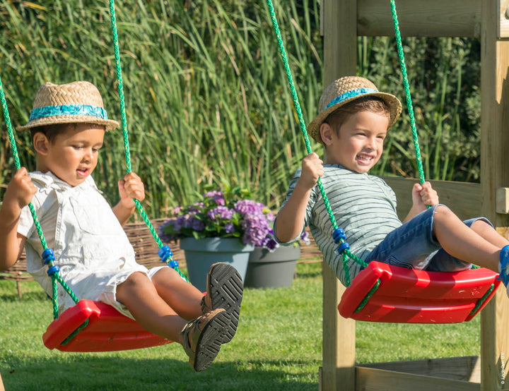 Jungle Cottage | Wooden climbing frame with double swing